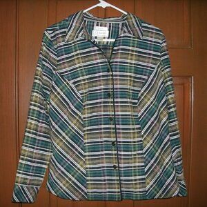 C.J. Banks Womens Shirt Button Down Plaid Blue 14W